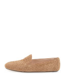Intrecciato Suede Smoking Slipper, Camel