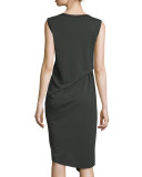 Isolde Sleeveless Draped Dress, Camouflage 