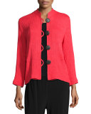 Mini-Pleated Mandarin-Collar Jacket 