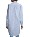 Mary Striped Chambray Shirtdress, Multi Stripe