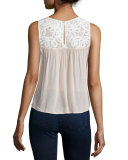Maddie Sleeveless Macrame Top, Blush/Ivory