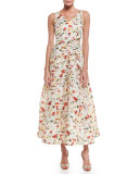 Sleeveless Peplum Midi Dress, Multi Colors