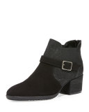 Fane Suede Buckle Bootie, Black