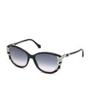 Rhinestone-Snake Wrapped Temple Sunglasses
