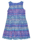 Sleeveless Striped Lace Shift Dress, Multicolor, Size 7-14