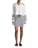 Asher Drawstring-Waist Split-Front Skirt, Heather Gray