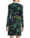 Portia Floral-Print Jersey Shirtdress, Blue Pattern