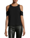 Emmett Crepe Cold-Shoulder Top