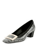 Belle Vivier Tweed-Print Pump, Black/White