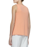 Stretch Silk Jersey Tank, Papaya