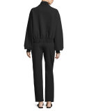 Scotia Zip-Front Bomber Jacket, Black