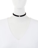 Velvet Choker Necklace with Diamond Star Station