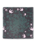Swallow Swarm Square Modal Scarf, Evergreen