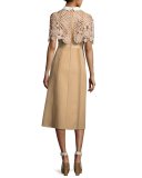 Hinkley Lace Cape Midi Dress, Nude