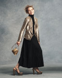 Pleated Midi Skirt, Black