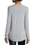 Cashmere V-Neck Sweater, Heather Gray