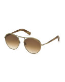 Jessie Rounded Aviator Sunglasses, Gold/Brown