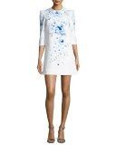Mayflower Floral Ponte Mini Dress, White