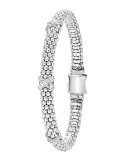 Silver Caviar Diamond X Bracelet, 6mm