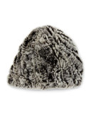 Knit Rabbit Fur Beanie Hat, Brown