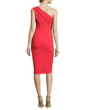 Mila One-Shoulder Sheath Dress, Red