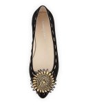 Bibbi Suede Flat with Flower