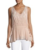 Trellis Vine Eyelet Lace Tank, Blush