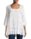 Bell-Sleeve Eyelet Tiered Tunic