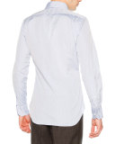 Classic Poplin Shirt with Striped-Placket, Blue