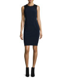 Sleeveless Lace-Trim Shift Dress, Navy