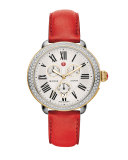 18mm Leather Watch Strap, Red