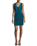 Bicolor Lace Paneled Sheath Dress 