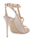 Rockstud Colorblock Caged 100mm Sandal, Poudre