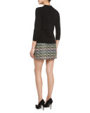 A-Line Chevron Brocade Modern Mini Skirt, Multi