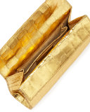 Small Double-Flap Clutch Bag, Gold Mirror