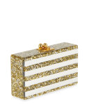 Jean Confetti-Striped Box Clutch Bag, Gold/Silver