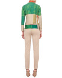 Cropped Flower-Farm Printed Zip Jacket, Multi