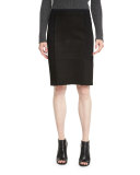 Leary Patchwork Suede Skirt, Black