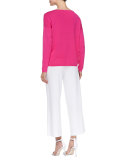 Sequined Floral Dolman-Sleeve Sweater, Petite