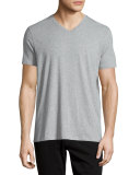 Short-Sleeve V-Neck Jersey T-Shirt, Gray