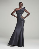 Structured One-Shoulder Mermaid Gown, Midnight