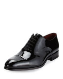 Cap-Toe Patent Leather Oxford Shoe, Black