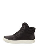Adam Leather High-Top Sneaker, Black