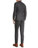 Textured Two-Button Wool Blazer, Charcoal
