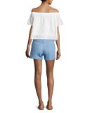 Flavia Eyelet Lace Off-the-Shoulder Short-Sleeve Top
