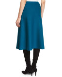 Lattice Piqué-Knit A-Line Skirt, Tanzanite