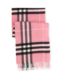 Giant Check Cashmere Scarf, Rose