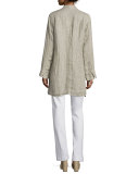 Organic Linen One-Button Coat, Natural 