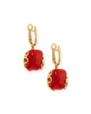 Sea Leaf 18K Gold & Coral Earrings