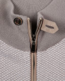 Textured Cashmere Full-Zip Cardigan, Gray